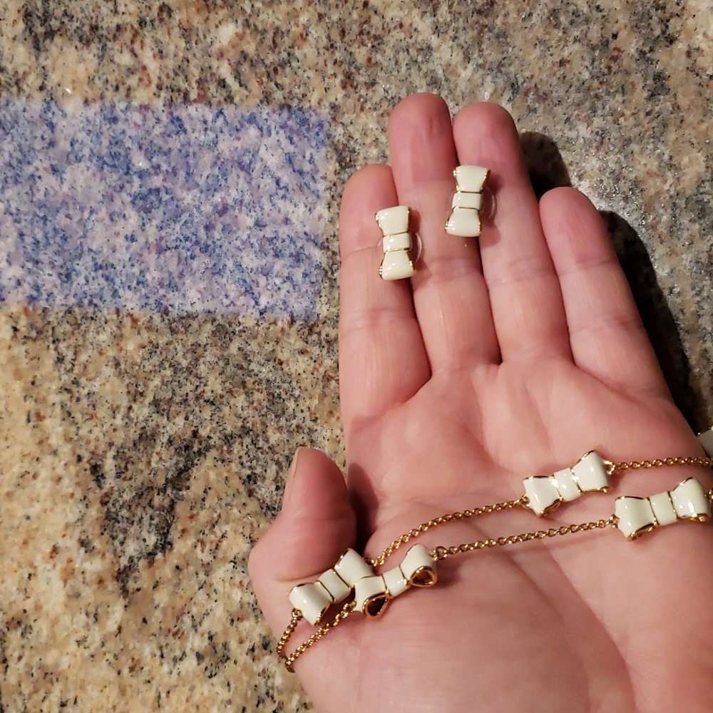 kate spade Gold and Cream Bow Necklace